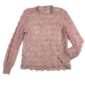 Olrain Coquette Floral Sheer LongSleeve Blouse XXL Juniors Stretchy Cuffs Spring